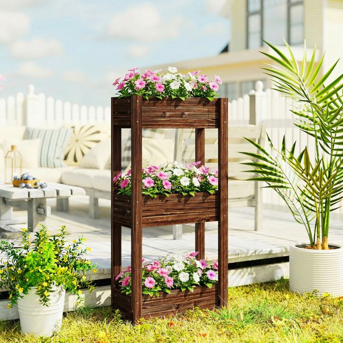 Outsunny Raised Garden Bed with Reinforced Corners, Brown