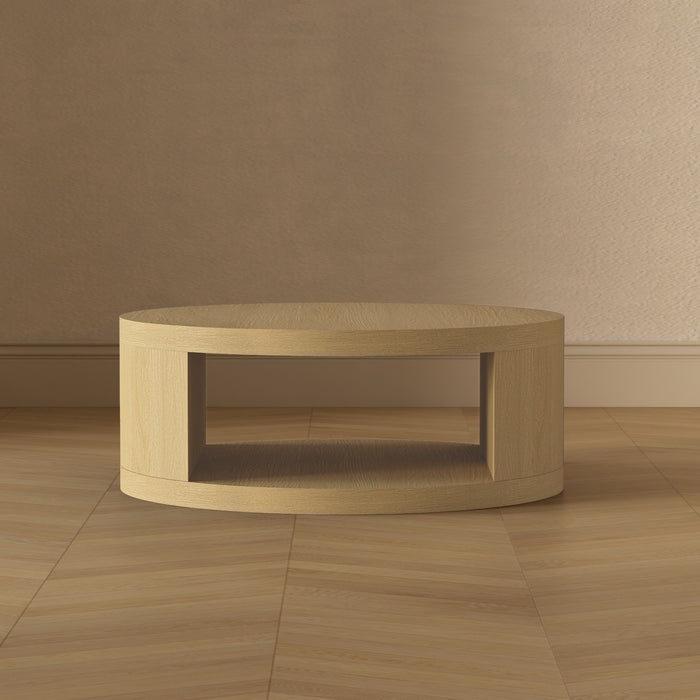 Alure Contemporary 36\" Round Coffee Table in Natural Oak