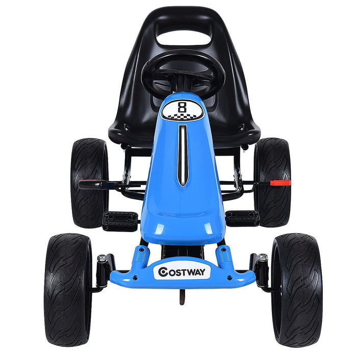 Costway Xmas Gift Go Kart Kids Ride On Car Pedal Powered Car 4 Wheel Racer Toy Stealth Outdoor