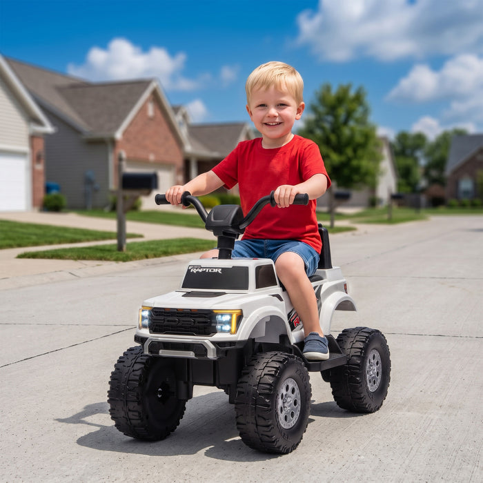 Qaba 12V Kids Ride on Truck Car, Licensed Ford F-150 Electric Car for Kids with Headlight, Horn, Battery Powered Electric Vehicle for Ages 2-5 Boys Girls, White