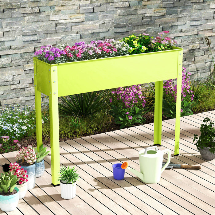 Costway 40\" Raised Garden Bed With Legs Metal Elevated Planter Box Drainage Hole Backyard Green
