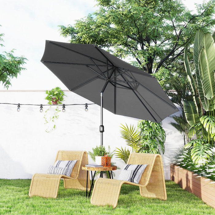 Outsunny 10' X 8' Round Market Umbrella, Patio Umbrella, Grey