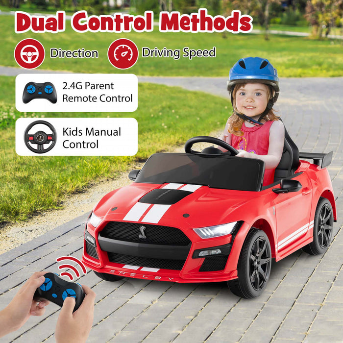 Costway 12v Licensed Ford Mustang Shelby Gt500 Kids Ride On Car With Remote Control Red