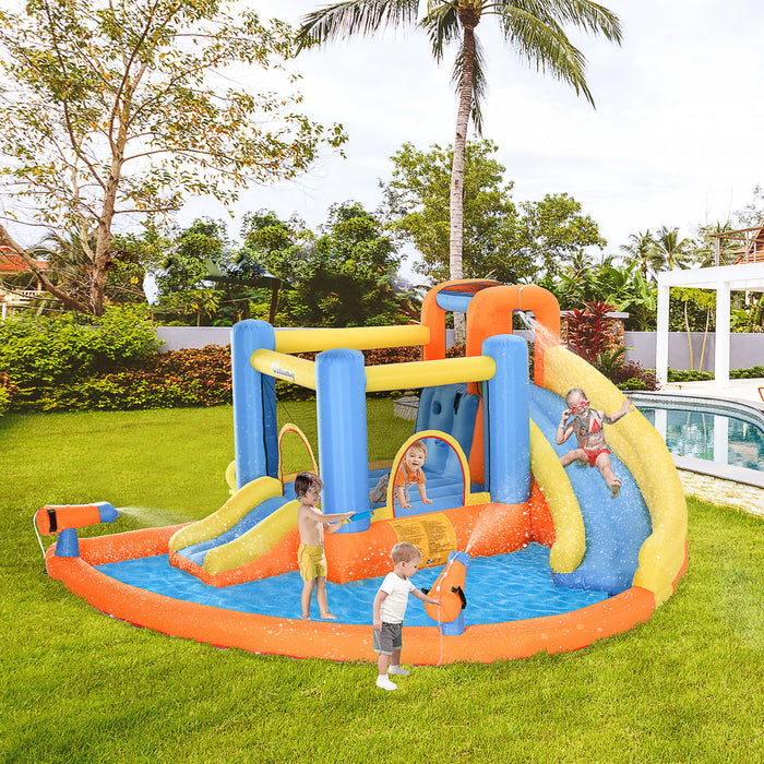 Outsunny 5 In 1 Kids Bouncy Castle Inflatable Bounce House Jump N Slide Bouncer Trampoline Slide Water Pool Climbing Wall With Inflator For Boys And Girls Summer 14' X 12' X 6'
