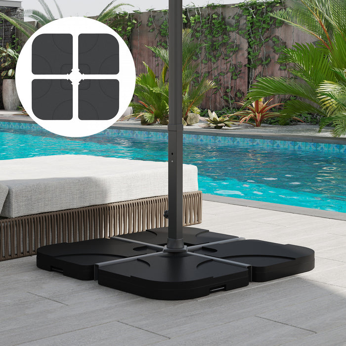 Outsunny 4pc Portable Umbrella Base Weights Garden Parasol Base, Black