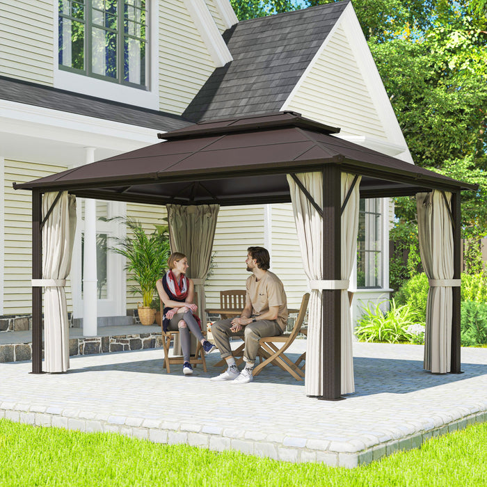 Outsunny 10' X 13' Hardtop Gazebo With Polycarbonate Roof, Aluminum Frame