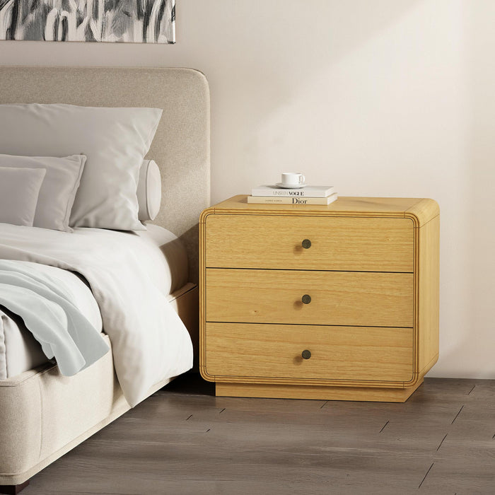 Liora Contemporary 28\" Nightstand in Natural (3-Drawer)