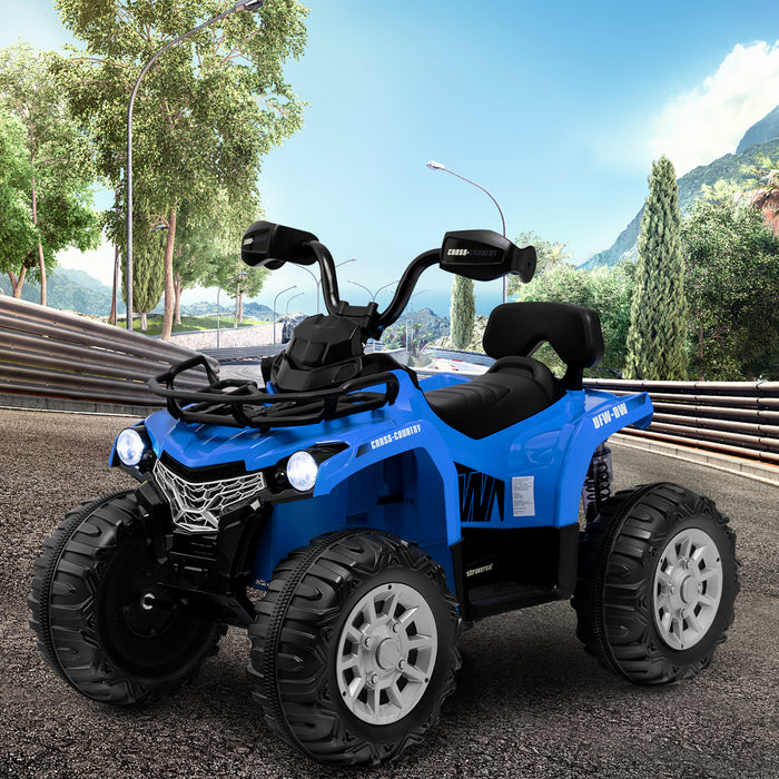 Costway 12v Kids Ride On Atv Electric 4-wheeler Quad 2 Speeds W/ Mp3 & Headlights Blue