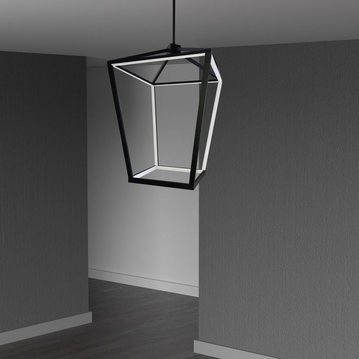Dainolite Cage LED Pendant 64w Matte Black Finish White Diffuser Lamp