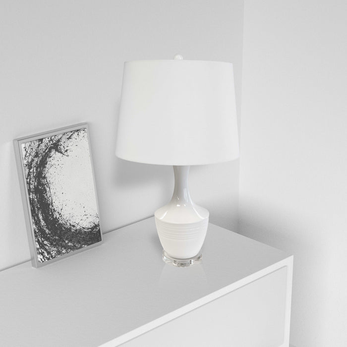 Dainolite Goliath 1 Light Ceramic Oversized Table Lamp White Finish Drum Shade