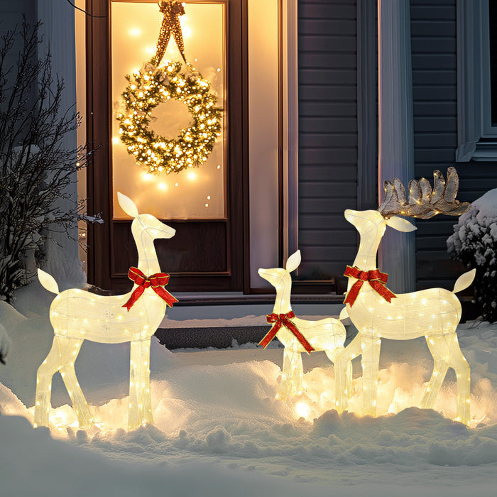 Outsunny 3-Piece Lighted Christmas Deer, Outdoor Reindeer Decoration