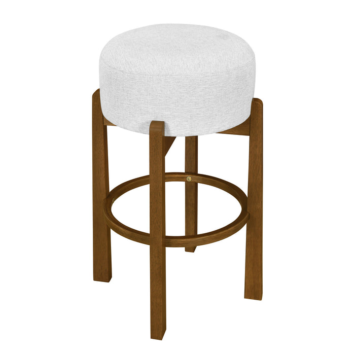 Vera Rubber Wood Bar Stool Set of 2 Indoor Seating with Round Ivory Cushion,Dark Walnut