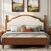 Miles Queen Size Wood Platform Bed with Curved Upholstered Headboard, Brown | Lit plateforme Miles en bois format Queen avec tete de lit rembourree incurvee, brun