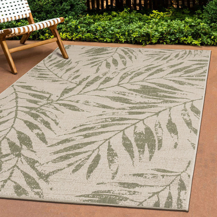 Jackson Taupe White Elegant Border Outdoor Rug, 7'10\" x 10'6\" Outdoor Area Rug