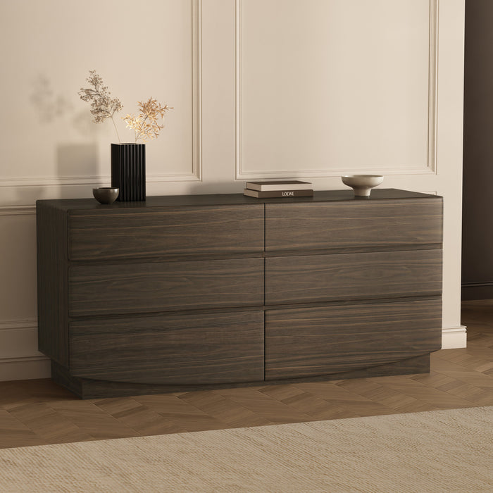 Ardea Contemporary 72\" Dresser in Walnut (6-Drawer)