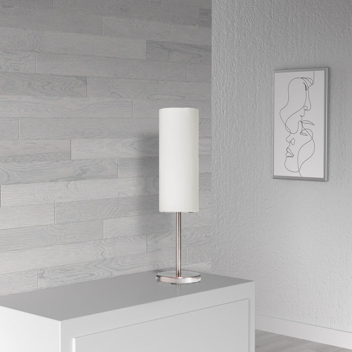 Dainolite Paza 1 Light Table Lamp Satin Chrome White Frosted Glass