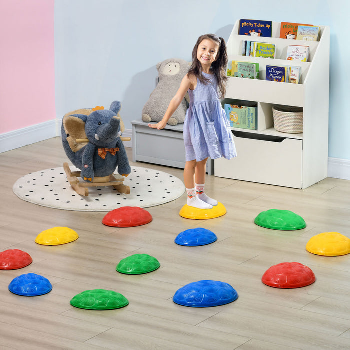 Outsunny Stepping Stones Kids With Anti-slip Mat, 12 Pcs Balance Stepping Stones Obstacle Course, Indoor Outdoor Play Equipment Toys For Ages 3-8 Years, Coordination Game For Kids