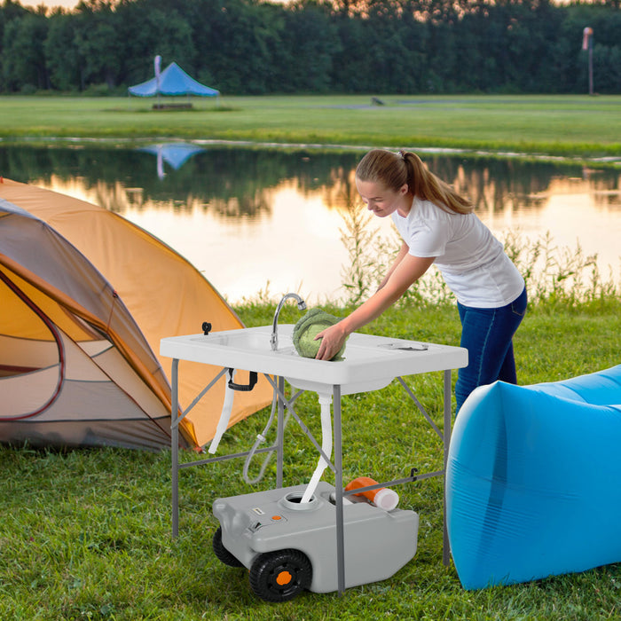 Outsunny 5.8 Gallon RV Waste Holding Tank, Portable Water Tank, Grey
