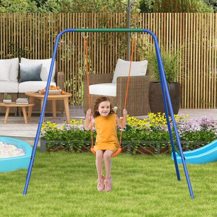 Outsunny 2 In 1 Toddler Swing Set, Metal Swing Set With Safety Harness For Baby, Kids 6 Months+, Heavy Duty Swing Set For Indoor/outdoor, Backyard Play, Orange