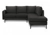 Upholstered Sofa Sectional, 86" Wide, Black Fabric, Black Metal Legs Sectional | Sofa Sectionnel Rembourre, 85" De Large, Tissu Noir, Pieds En Metal Noir