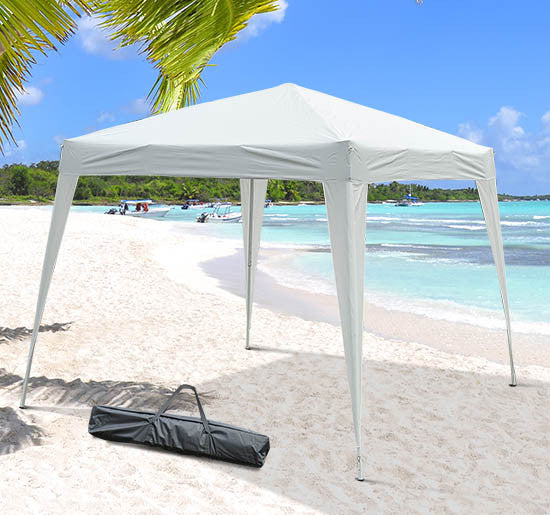 Outsunny 8' X 8' Pop Up Canopy With Inclined Legs, Outdoor Folding Tent, Portable Garden Party Gazebo With Carrying Bag For Camping, Party, Picnic, White