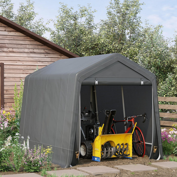 Outsunny 9.2' X 7.9' Garden Storage Tent, Heavy Duty Bike Shed, Patio Storage Shelter W/ Metal Frame And Double Zipper Doors, Dark Grey