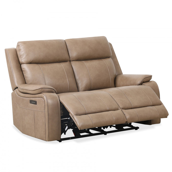 Marlow 60 in. Leather Match Power Reclining Loveseat with USB/USB-C - Taupe