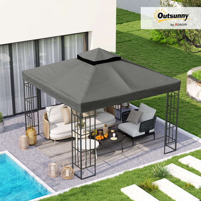 10' x 10' Double Tier Gazebo Replacement Canopy Cover, UPF30+, Dark Grey