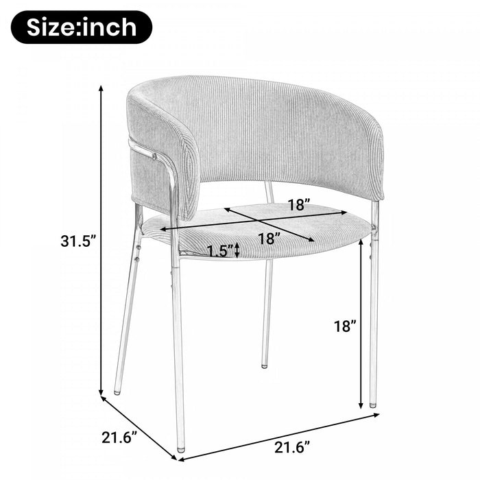 Ethan Set of 4 Modern Corduroy Upholstery Side Chair with Angled Legs and Adjustable Feet,Beige Dining Chair