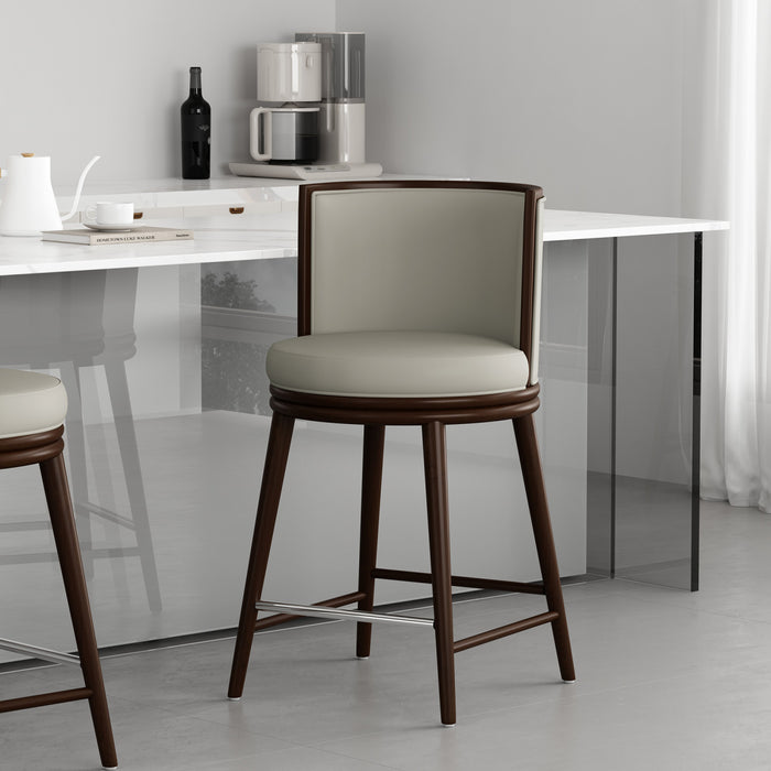 Evalyn Modern Wood Upholstered Counter Stool in Stone