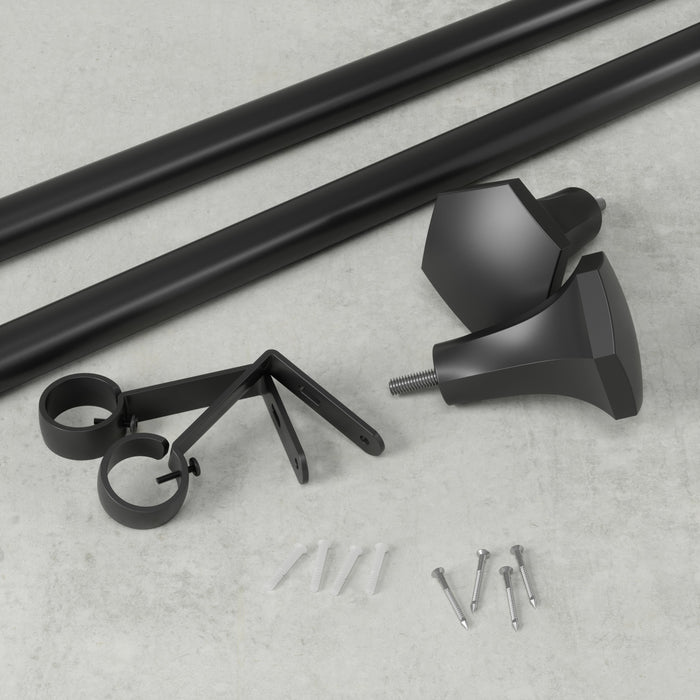 Umbra Sita Matte Black Expandable 1\" Curtain Rod - 72\"-144\" 
