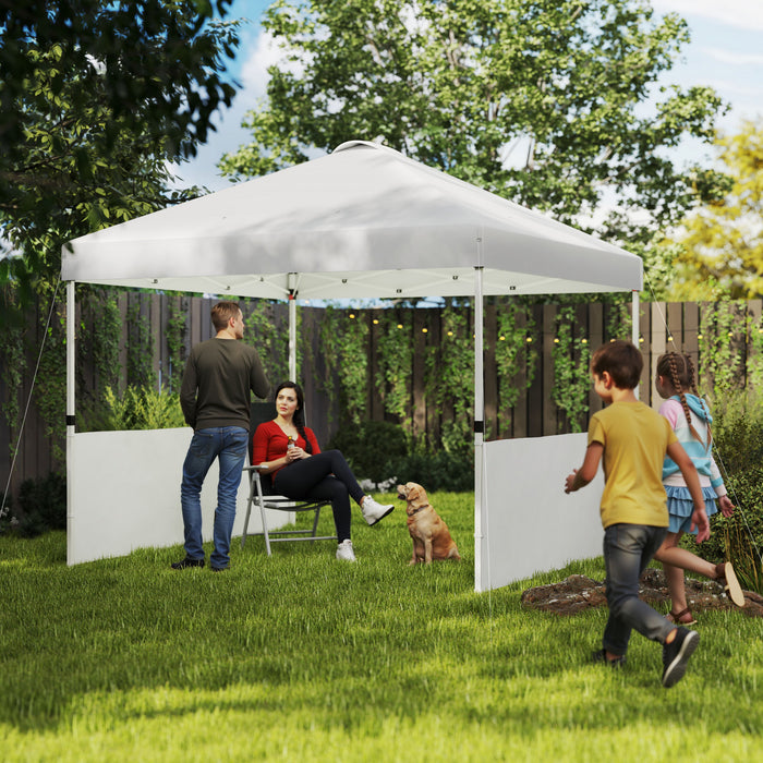 Outsunny 10' X 10' Pop Up Canopy Tent With 2 Half Sidewalls, White