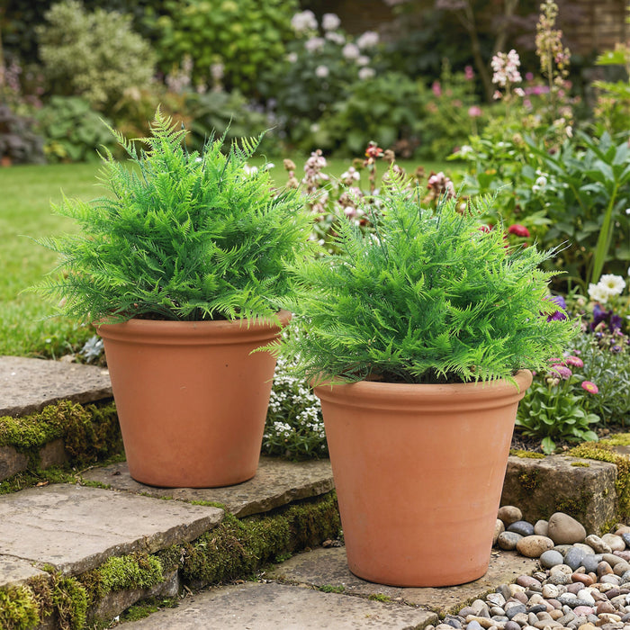 HOMCOM Artificial Boston Ferns UV-Resistant , 23.6\" Fake Plants, Green