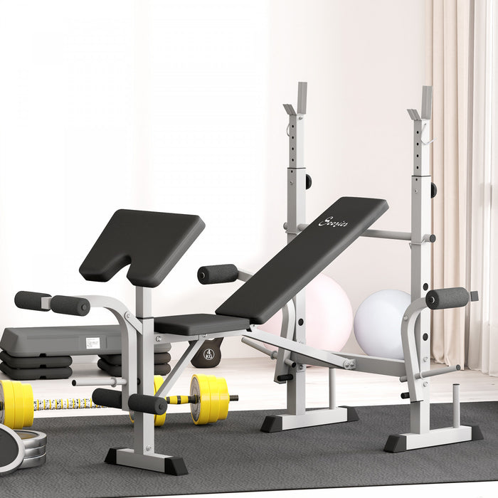 Soozier Adjustable Weight Bench Multi-function Bench Press Set, Grey
