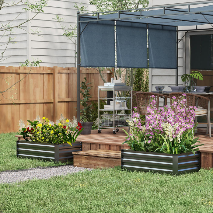 Outsunny Set Of 2 Raised Garden Beds, Galvanized Planter Box, Grey