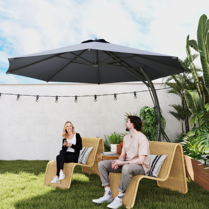 Outsunny 11ft Aluminium Cantilever Patio Umbrella With 360° Rotation Upf50+