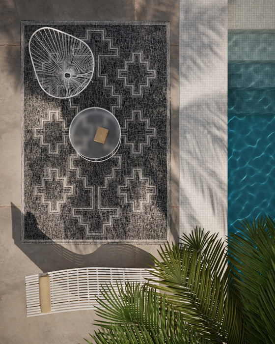 Esina Transitional 8'0\" x 10'0\" Area Rug in Black Indoor Area Rug