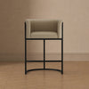 Cosmopolitan Mid-Century Modern Metal Upholstered Counter Stool in Greige | Tabouret de comptoir cosmopolite mi-siecle moderne en metal et tissu, coloris grege
