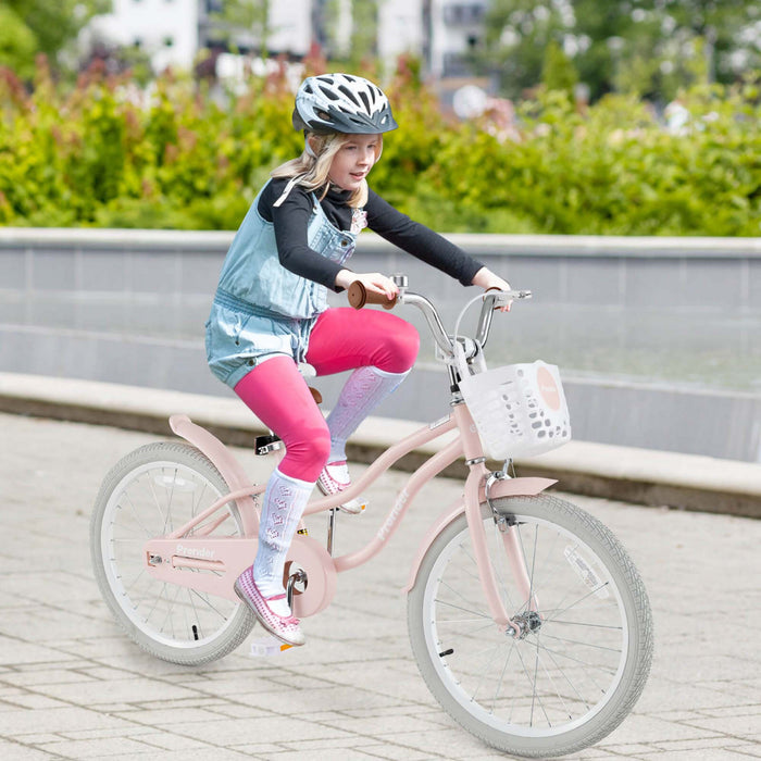 Prorider 20\" Kids Bike With Height Adjustable Handlebar & Seat Hand Brake & Coaster Brake Pink