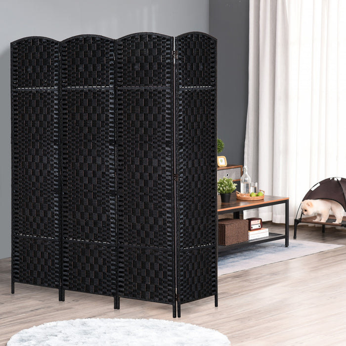 Homcom Double Hinged Woven Wicker Room Divider And Privacy Screens