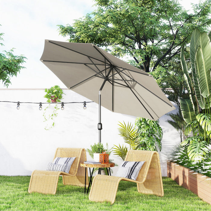 Outsunny 10' X 8' Round Market Umbrella, Patio Umbrella, Light Grey