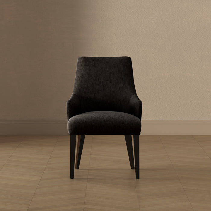 Beever Modern Chenille Wood Armchair in Black