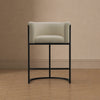 Cosmopolitan Mid-Century Modern Metal Upholstered Counter Stool in Stone Gray | Tabouret de comptoir moderne du milieu du siecle Cosmopolitan en metal et tissu, gris pierre