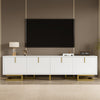 Aspect 63 Inch TV Stand with Textured Doors and Gold Legs, White | Aspect Meuble TV 63 po avec Portes Texturees et Pieds Dores, Blanc