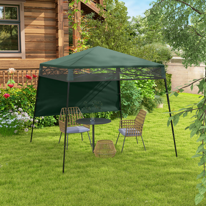 Outsuuny Retractable Awning With Angled Legs, Green And Black