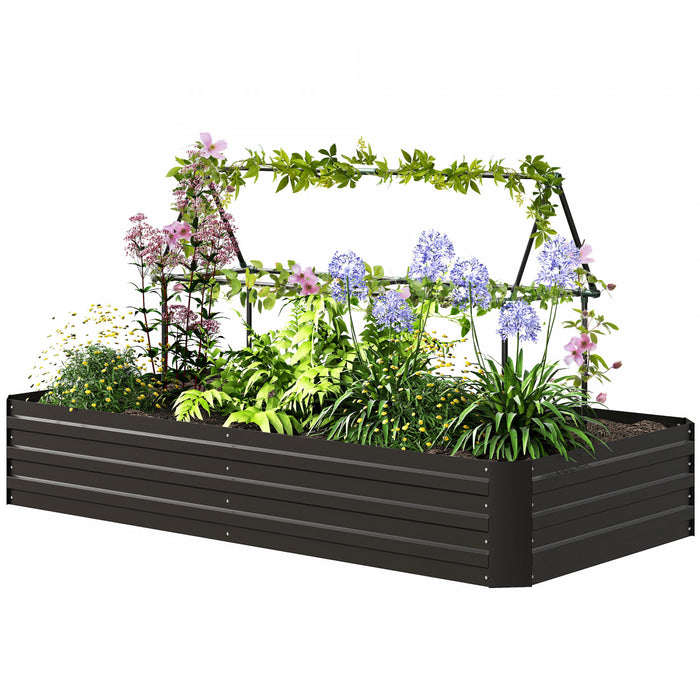 Outsunny Raised Garden Bed with 2 Trellis Tomato Cages, Black