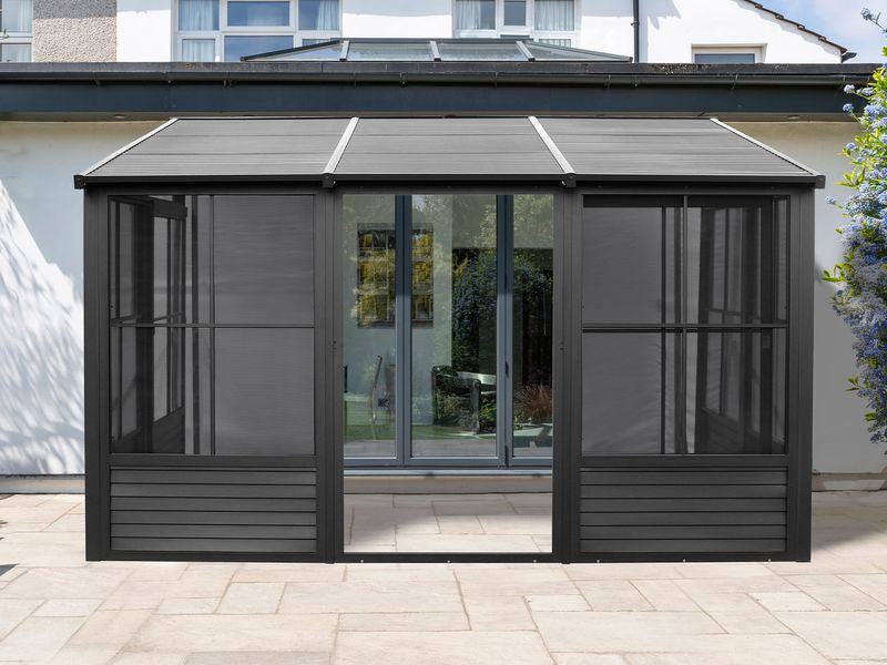 Florence - Wall Mounted Solarium 8x12 Metal Roof In Black