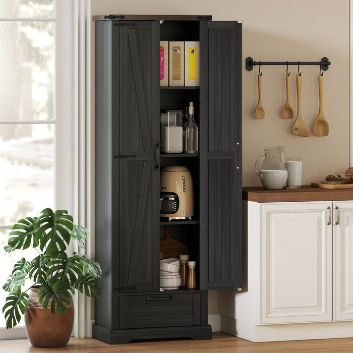 HOMCOM 71\" Pantry Cabinet, Kitchen Storage Cabinet with 2 Doors, Black