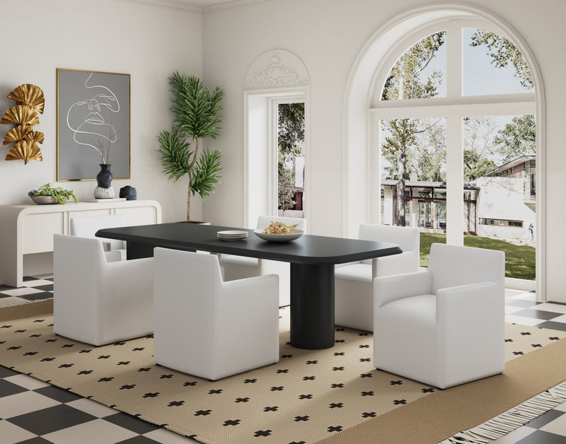 Anna Square Modern Vegan Leather Armchair in White - Set of 2