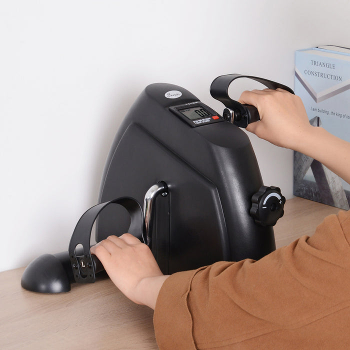 Soozier Portable Mini Pedal Exercise Bike Indoor Cycle Fitness Arm Leg W/ Lcd Display, Black